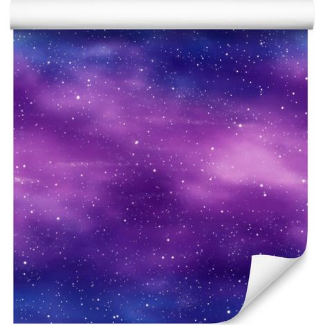 Papel pintado Galaxia en acuarela en violeta, azul y lavanda, 50x1000 cm. (1/5)