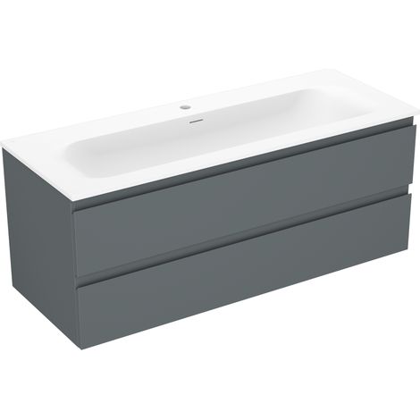 Mexen Orio Badezimmerschrank 120 cm mit Waschbecken Vela, 2 Schubladen, Graphit matt/Weiß matt - 91A10-12047-2-BFF66-W23M01