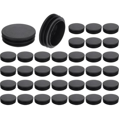 Bouchon De Tube - 50 mm - Polyéthylène Bas Densité - Pour Poteau De Clôture - Noir RAL 9005 - Ronde - Lot De 30 (1/5)