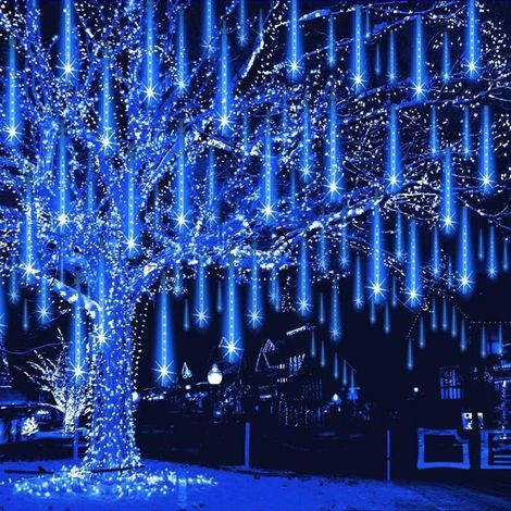 Guirlande lumineuse météore 192 LED – Bleu, extérieur – Jardin – Décoration lumineuse (1/4)