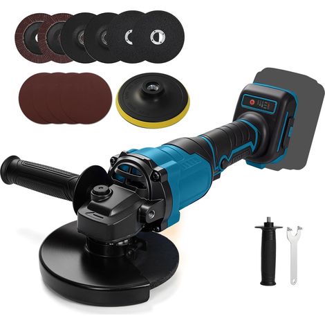 Meuleuse d'angle sans fil compatible avec 18 V, meuleuse sans fil, 125 mm, 8500 tr/min, 3 vitesses, pour une coupe et un meulage précis du métal (batterie non incluse) (1/5)