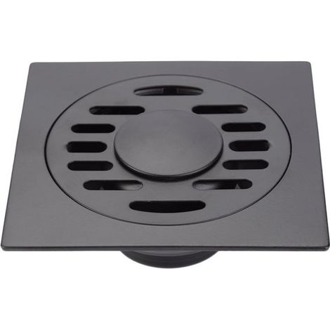 Siphon de sol - Gris foncé - Acier inoxydable - 10 x 10 x 6 cm - Avec noyau anti- Geur - Carré - Grands trous de drainage - Noyau de siphon de sol - Kit de siphon universel - Siphon anti-odeurs - Clap (1/5)