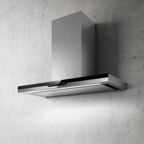 Hotte cuisine murale Elica METEORITE inox et verre noir 90 cm (1/5)