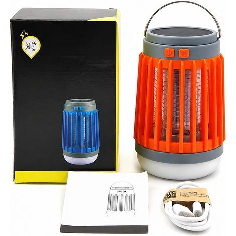 Lanterne torche de camping LED 3 en 1 rechargeable par USB solaire, orange (1/5)