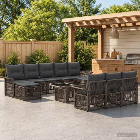 vidaXL Set Divano da Giardino 11 pz Grigio e Grigio Scuro polyrattan (1/5)