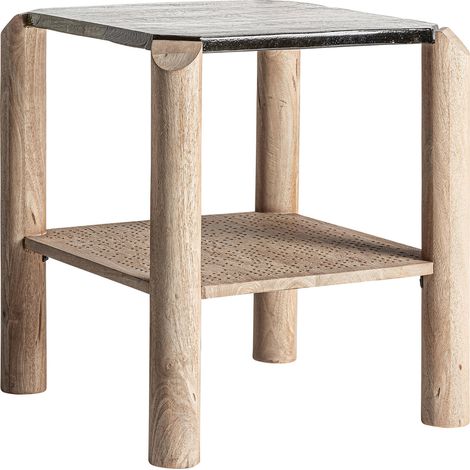 Table d'appoint contemporaine en bois de manguier finition vieilli - Marron clair bois vieilli (1/5)