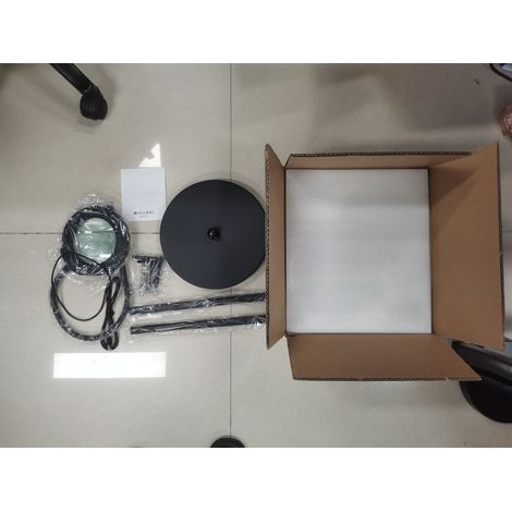 Lampe LED sur pied avec loupe, réglable en hauteur, pince incluse, 5 modes couleur, variateur tactile, USB, noire, idéale lecture et travaux de précision (1/4)