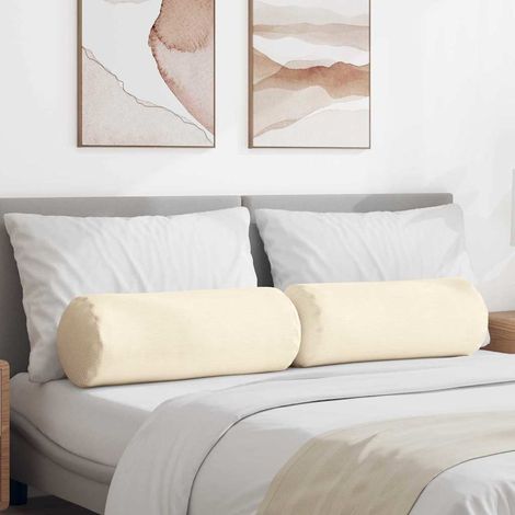 Bolsterkissen 2 Stück Creme Ø 25 x 70 cm Cordstoff vidaXL (1/5)
