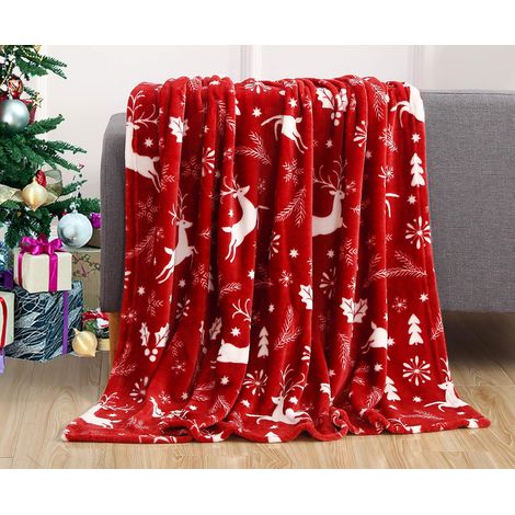 Elegante e confortevole coperta in peluche ultra morbida con motivo natalizio - un'aggiunta festiva per la decorazione della casa. Morbida - 50 x 60 pollici (1/5)