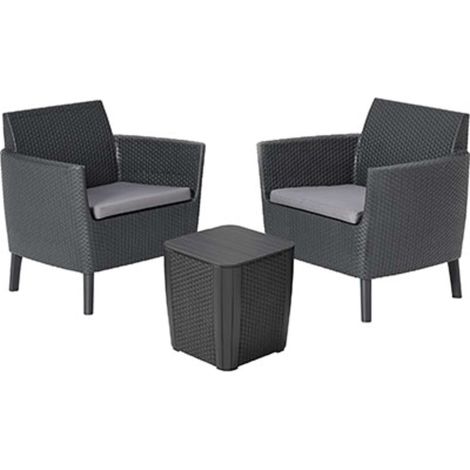 SET RATTAN SALEMO BALCONY KETER - PP GRAPHITE CF=PZ 3 + CUSCINI - 1 confezione