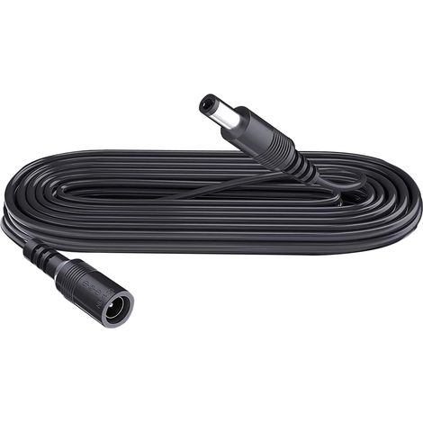 Câble d'extension de 2 m, prise 5,5 mm x 2,1 mm, DC 5 V 6 V 9 V 12 V 24 V pour caméra de vidéosurveillance, illuminateur infrarouge, imprimante, bande LED, noir (1/5)