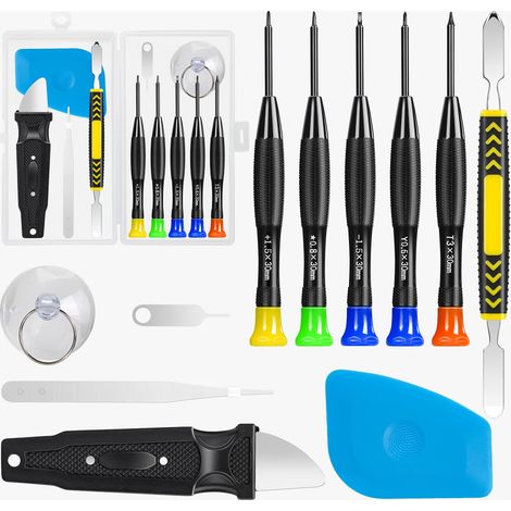12pcs Kit d'outils de réparation de téléphone, Ensemble d'outils avec 5 Tournevis de précision magnétiques et ouverture Pry Outils, Adapté pour PC, Lunettes, Montres, Appareils Photo (1/5)