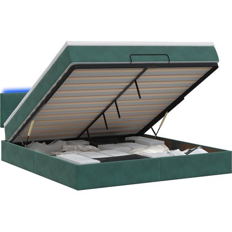 Maison Exclusive - Lit coffre avec matelas et LED Vert foncé 180 x 200 cm Velours (1/5)