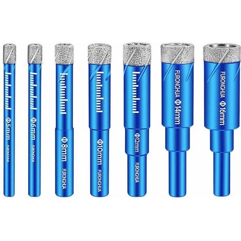CHOYCLIT Foret diamant, 7 pièces foret diamant foret carrelage foret métal 5/6/8/10/12/14/16mm perceuse perceuse diamant pour carrelage céramique grès grès fin verre pierre (1/5)