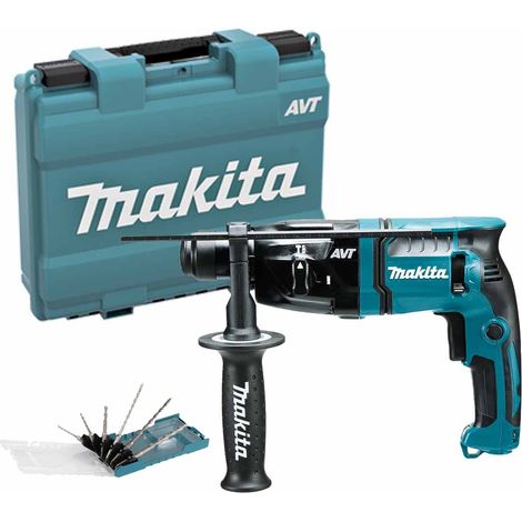 Makita HR1841F 240v SDS Plus AVT 2 Mode Rotary Hammer Drill + X6 SDS Bits + Case