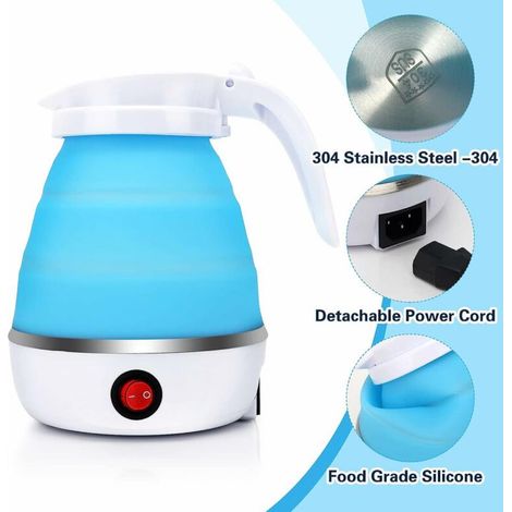 Bouilloire Pliable, Réchaud De Camping Voyage Bouilloire Pliable En Silicone 0.6L-Bleu (1/3)