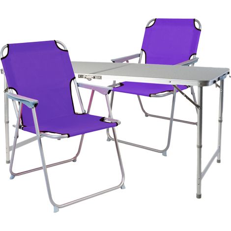 3-teiliges Campingmöbel Set 120x60x58/70cm Lila-MMC330872+2xMPO2600L (1/3)