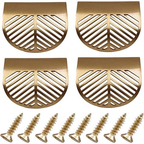 4 pièces Feuille Forme Armoire Tiroir Armoire Porte Laiton Or Meubles Poignées Poignées Porte Tiroir Pull Boutons - L60 Creux (1/4)