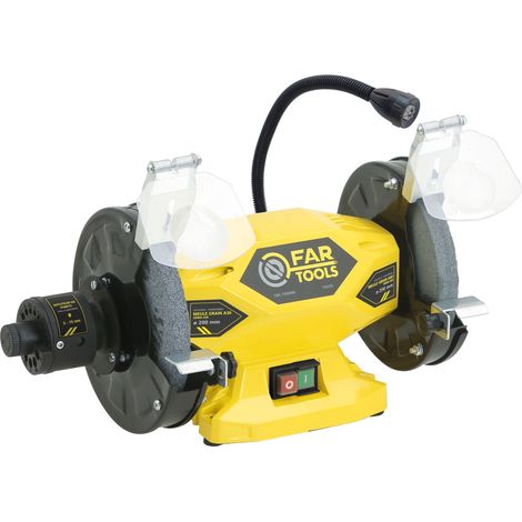Fartools – Touret à meuler 550W – 2 meules Ø200mm A36/A60 – Vitesse 2950 tr/min – Éclairage LED intégré – Corps en aluminium