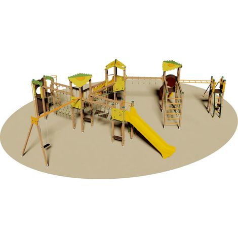 Villaggio Tortuga 912 struttura in legno 6 torrette scivoli altalena Giochipark (1/3)