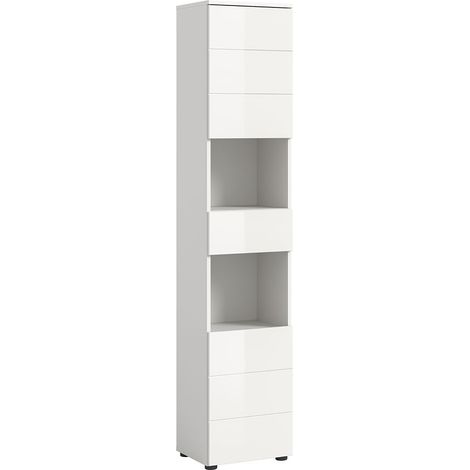 Vira Hochschrank Bad 1 Schublade 2 Türen 2 Fächer weiß Hochglanz, weiß.