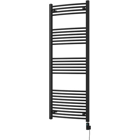 Zennor - Black Electric Towel Rail H1600mm x W600mm Curved 800w Thermostatic WIFI (1/3)