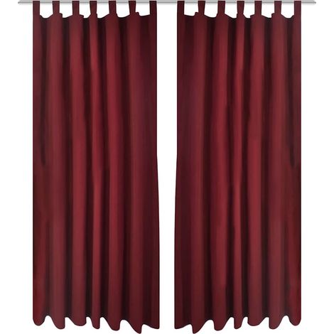Rideaux en satin, ensemble de 2 pièces, 140 x 175 cm, rouge foncé
