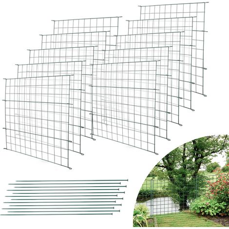 Randaco Stagno recinzione giardino recinzione, stagno di recinzione set 22 con 10 elementi di recinzione e 12 aste di fissaggio, recinzione metallica verde, recinzione per esterni, recinzione da giard (1/4)