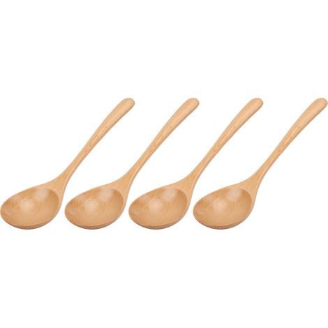 Ensemble de 4 grandes cuillères en bois écologiques, sans danger et non toxiques, pour cuisiner, mélanger et servir. (1/5)