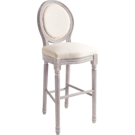 Maison Exclusive - Barhocker 2 Stk. Weiß Leinen (1/5)