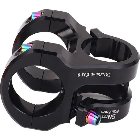Potence de vélo 31,8 x 35 mm en alliage d'aluminium CNC, légère et courte, pour VTT DIY, noire (1/5)