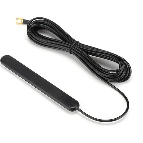 Antenne radio numérique FM/DAB 5 m, connecteur SMA 20 dB, alimentation 5 V, 15 mA, fixation adhésive.