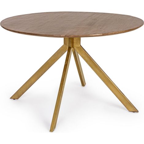 Tavolo Sherman rotondo, con gambe, in legno di mango, stile vintage da Ø 120 cm (1/5)