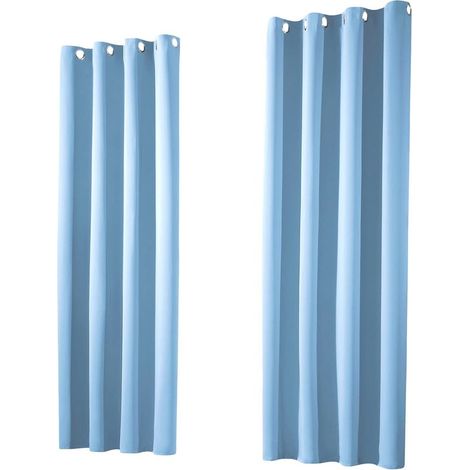 Juego de 2 cortinas opacas de 245 x 135 cm - Aislantes y opacas, color azul claro (1/5)