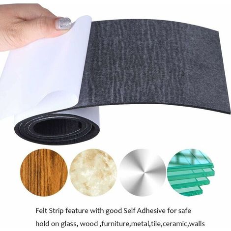 Patin Feutre Feutrine Autocollante pour Meuble, Patins Chaises Antiderapant Feutre 2 Rouleaux（10010+1002）Découpe Libre de Toute Taille Feutrine Adhesive Noire Protection Pied de Table Chaise-DPZO