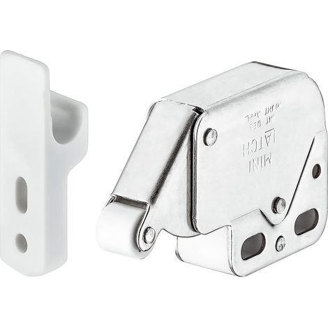 1 - Loquet tactile - Fixation latérale - Pour porte de placard - Ouverture par pression - Cuisine et salon - Zinc plaqué - 4x2cm (1/3)