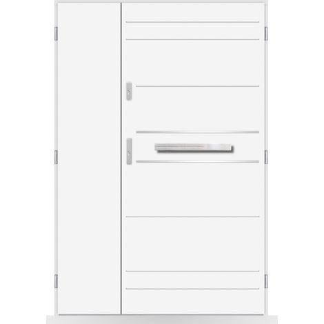 Porte d'entrée double Maloé - 130-140-150x208cm - Couleur: Blanc - Poussant: Gauche - Dimensions: 80x40 cm (1/2)