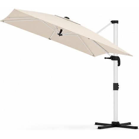 Ombrellone Decentrato Con Base A Croce Struttura In Alluminio Antiruggine Telo Waterproof UV50 Protezione Sole Per Esterni Giardino Terrazza (1/5)