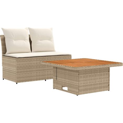 2 Pieza Sofá central de jardín con mesa elevable vidaXL