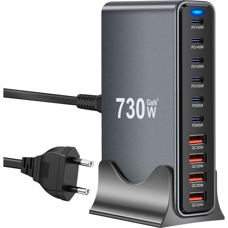 730W USB-C Multi-Port Fast Charging Station with 6-C and 4A Power Supply for MacBook Pro/Air, iPad Pro/Air, Samsung etc. (1/5)