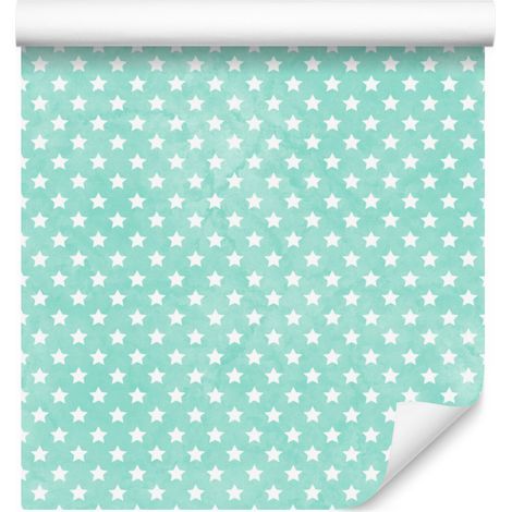Carta da parati con stelle color menta, dettagli nitidi per soggiorno e camera da letto, 50x1000 cm (1/5)