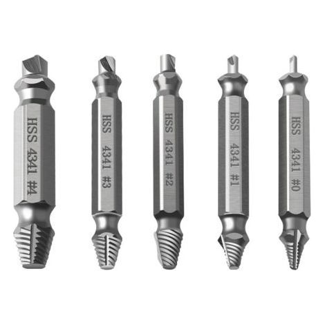 A set of 5 professional screw extractors, including broken screw extractor, made of high speed steel, suitable for removing damaged metal screws, bolts and pins (natu color (1/5)