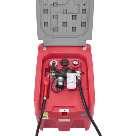 Mophorn Tragbarer Kraftstofftank, 220 L, 45 L/min Durchflussrate, Tank mit 12 V Transferpumpe, 4 m Schlauch, automatischer Zapfpistole, ideal für Diesel- und Benzintransport, Rot