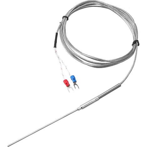 K Type Thermocouple Température Capteur Sonde 2x100mm 6,6ft Fil 0 à 1000°C(32 à 1832°F) Inox Acier (1/5)