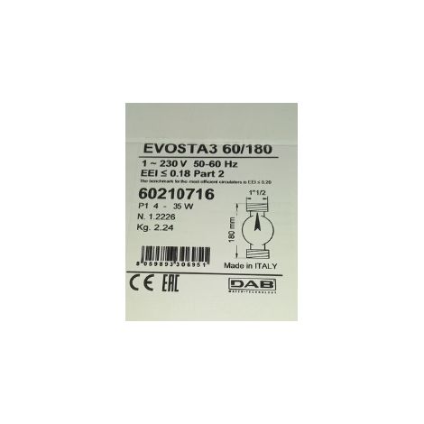 DAB 60210716 Evosta 3 boiler circulator pump  60/180  - Center distance 180 mm