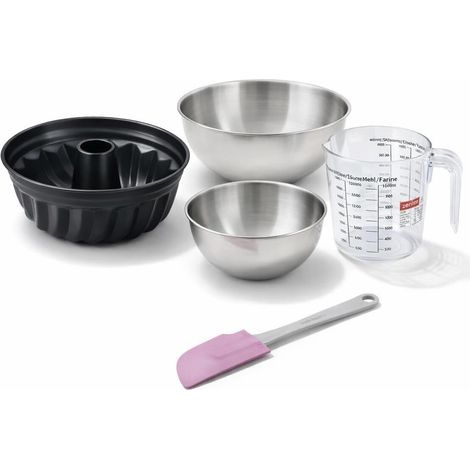 Set de 5 ustensiles de pâtisserie moule à kouglof bol à mixer verre mesureur et spatule silicone Black metallic Black mettallic Zenker Black mettallic (1/5)