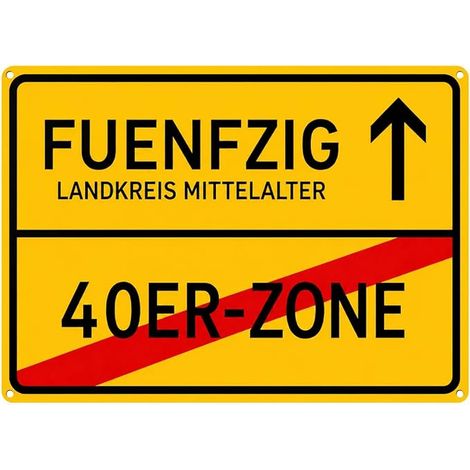 Panneau en métal pour 50e Anniversaire, Cinquante Zone 40 Panneau de signalisation 30 x 20 cm, Cadeau d'anniversaire Humoristique pour Hommes et Femmes, Panneau en métal Fer-Blanc, (1/4)