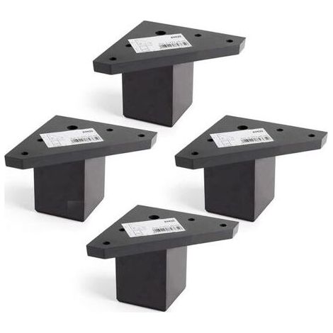 Lot de 4 Pieds de Meuble avec Plaque de Montage, Alliage d'Aluminium, 6 cm, Noir, pour Tables Lits Chaises (Sans Vis) (1/5)
