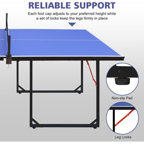 Table de tennis compacte 1,83 m pliante et transportable, avec filet, 2 raquettes et 3 balles, parfaite pour jouer en intérieur comme en extérieur. (1/5)