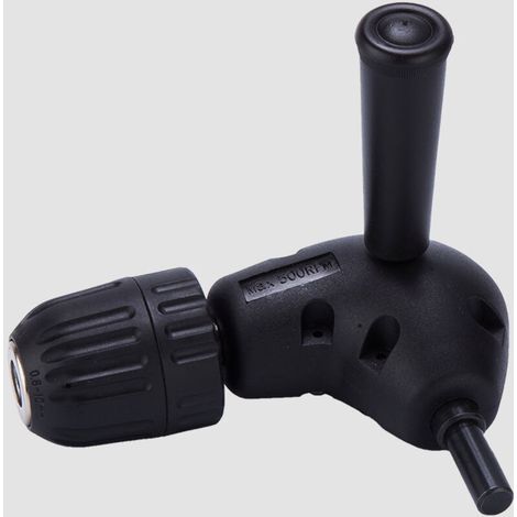 Lntyq Adaptateur de mandrin de perceuse 9,5 mm 3/8", rallonge de coude à angle droit à tige ronde à 90 degrés avec mandrin de tige accessoire de perçage coudé (1/4)